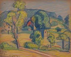 Oscar Florianus Bluemner, East View from Artist's Window, Bloomfield, 1916, Crayon on paper