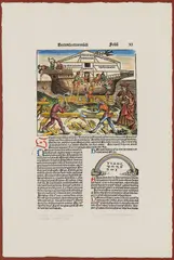 Hartman Schedel, "Folium XI [Noah's Ark]" (The Nuremberg Chronicle), 1493, Hand-colored wood engraving on paper