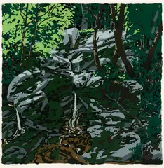 Neil Welliver, Raymond's Stream, 1973, Color screenprint on paper