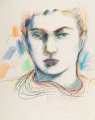 Larry Stanton, Drawing Tony Leoni, 1976, Colored pencil on paper