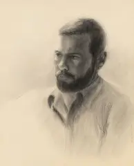 Portrait of a Man by Dozier Bell, 1982, Charcoal on paper, offered Aug 2025