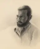 Portrait of a Man by Dozier Bell, 1982, Charcoal on paper, offered Aug 2025
