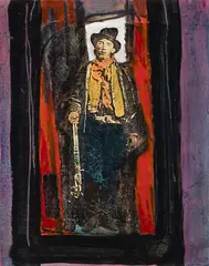 John Louis Laurent, William Bonie (Billy the Kid), 1995, Acrylic and collage on board