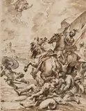 Luca Giordano, Conversion of St Paul, c. 1700, Ink and wash