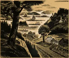 Carroll Thayer Berry, Bay Islands -- Maine Coast, Woodcut