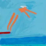 Diver for NYSS by Katherine Bradford, 2023, Acrylic on paper, sold Mar 2025
