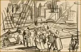 Carl Sprinchorn, Dockside, Charcoal on paper