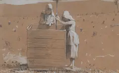 Winslow Homer, Two Girls in Sunbonnets at a Well, 1879, Pencil and Chinese white on paper