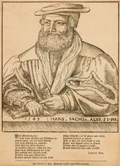 Lucas Cranach the Elder, Portrait of Hans Sachs, 1545, Woodcut