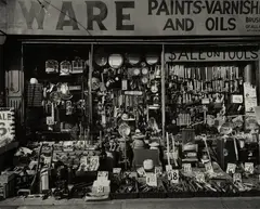 Hardware Store by Berenice Abbott, 316-318 Bowery, New York, 1938, Gelatin silver print, sold Apr 2024