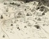 Elena Jahn, Lobster Cove, Charcoal on paper