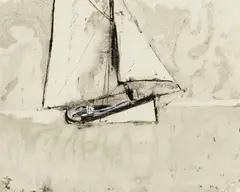 William Thon, Sailboat, Ink on paper