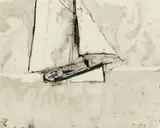 William Thon, Sailboat, Ink on paper