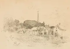 Walter Griffin, New England Village Church, Pencil on paper