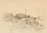 Walter Griffin, New England Village Church, Pencil on paper
