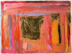 Frances Kornbluth, Sunset Stage #1, Gold leaf and tempera on paper