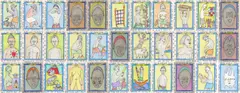 Frédéric Bruly Bouabré, Collection of 33 Drawings, Colored pencil and ink on card