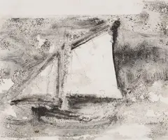 William Thon, Sailboat, Ink on paper