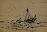Xanthus Russell Smith, Sailboat at Sea, September 14, 1892, Ink on paper