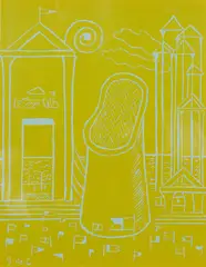 Giorgio de Chirico, Cabina Misteriosa, 1938, Linocut