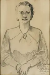 Clarence D. Batchelor, Portrait of a Woman, Charcoal on paper