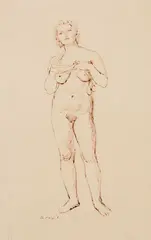 Bernard Karfiol, Standing Nude, Pen and ink on paper