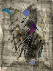 Rolph Scarlett, Abstraction with Purple, Monoprint hand painted with stenciling