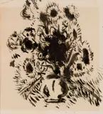 Pierre Bonnard, Fleurs dans un vase, Brush and ink on paper