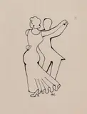 Miguel Covarrubias, Ballroom Dancers, 1935, Pen and ink on paper