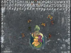 Gold Medal Teacher by Varujan Boghosian, Collage on found object construction, sold Aug 2023