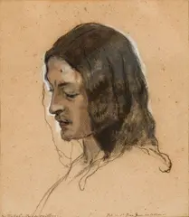 Portrait of a Man by Louis Charles Timbal, Charcoal on paper, sold Aug 2023