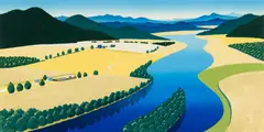 Sabra Field, Upper Valley, Woodblock print
