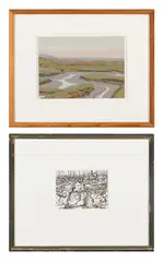 Two Works by George Burk, Sumi ink and brush on paper, offered May 2023