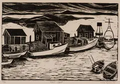 First Light by Viola "Wowie" Lyman, 1964, Woodblock on paper, offered May 2023