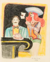 Study for 'L'as de Trefle' by Richard Lindner, 1973, Crayon on paper, offered May 2023