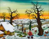 Branko Paradis, Winter Scene, 1972, Acrylic on panel