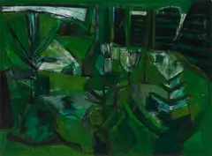 William Kienbusch, Spruces, Camp Island, 1951, Casein on paper