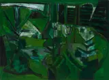 William Kienbusch, Spruces, Camp Island, 1951, Casein on paper