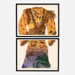 John Woodrow Wilson, Wedding Dress Color woodblock diptych on paper 36" x 24" (total size of two sheets), Pencil