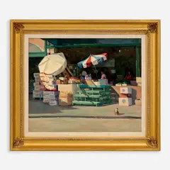 Phil Starke, City Market, Oil on Masonite