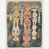 Massimo Campigli, Nelle Risaie, 1958, Color lithograph on paper