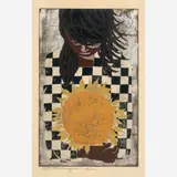 Tadashi Nakayama, Sunflower, 1957 Color woodblock on paper 24" x 15, Pencil