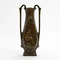 Jean Garnier, Handled vase Spelter with, bronze