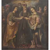 los Desposorios de la Virgen, MÉXICO, CA., 1700, Óleo sobre tela