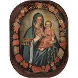Virgen Con El Niño, MÉXICO, SIGLO XIX, Óleo sobre tela
