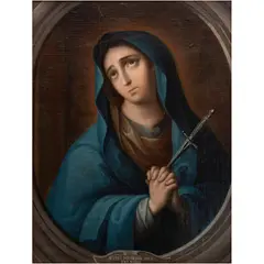 José de Páez, VIRGEN DOLOROSA, Óleo sobre tela sobre masonite
