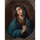 José de Páez, VIRGEN DOLOROSA, Óleo sobre tela sobre masonite