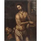 Cristo Atado A la Columna, MÉXICO, CA., 1800, Óleo sobre tela