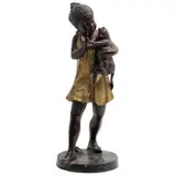 Niña Con Gato*, SIGLO XX, Bronce, patinado en color marrón y dorado