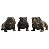 Perros Bulldog, SIGLO XX, Bronce, patinados en tono marrón y dorado